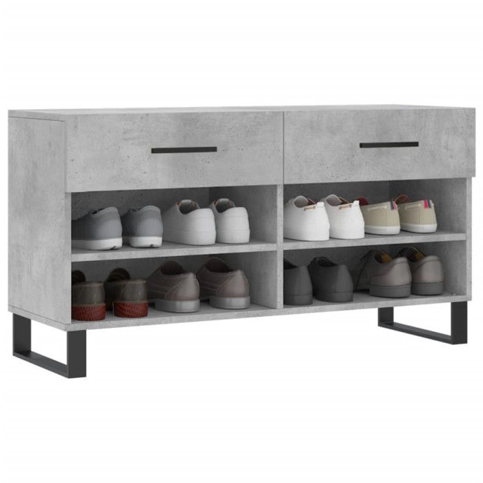 VidaXL Banc à Chaussures, Armoire à Chaussures avec 4 Étagères et Pieds, Meuble à Chaussures avec 2 Tiroirs Salon, Moderne, 829768
