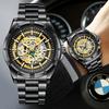 Reloj de Cuarzo para Hombre Negro Esqueleto Hueco Resistente al Agua Reloj para Hombre Deportes al Aire Libre Luminoso Fecha Reloj Masculino Relogios Masculino