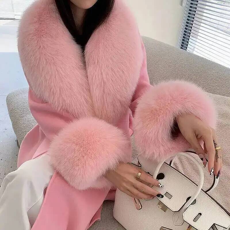 Natural Real Fox Fur Collar Cuff Set Winter Women Warm Scarf Genuine Fur Trimming For Parka Coat Hood Luxury Fluffy Decor Shawl