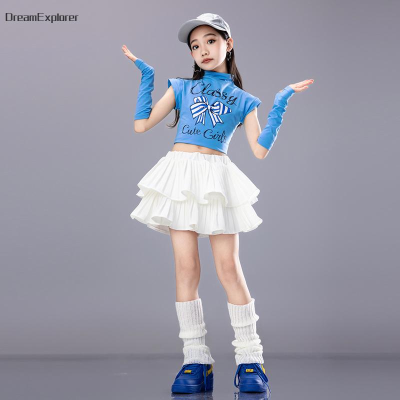 Hip Hop Mädchen Süßigkeiten Crop Top Street Dance Stufenröcke Kinder Süßes Streetwear Kind Jazz Cheerleader Kostüme Kleidung Sets