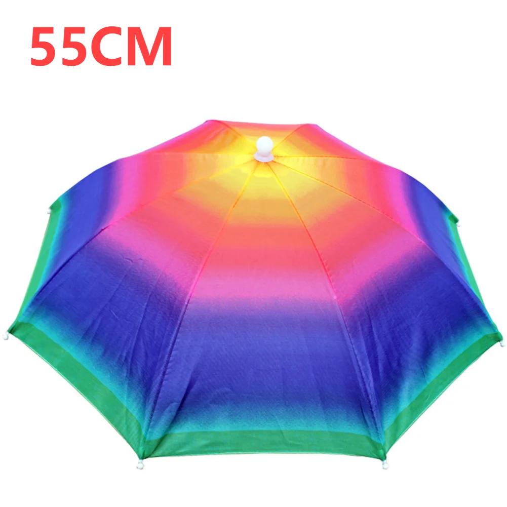Rain Umbrella Hat Outdoor Portable Rain Umbrella Hat Foldable Sun Shade Waterproof Camping Fishing Headwear Cap Beach Head Hat