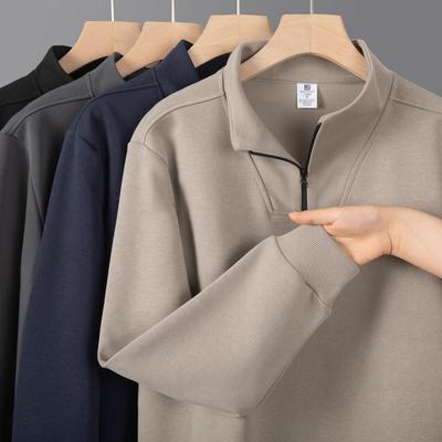 Felpa da uomo con mezza zip e colletto alto: T-shirt a manica lunga tinta unita per primavera e autunno