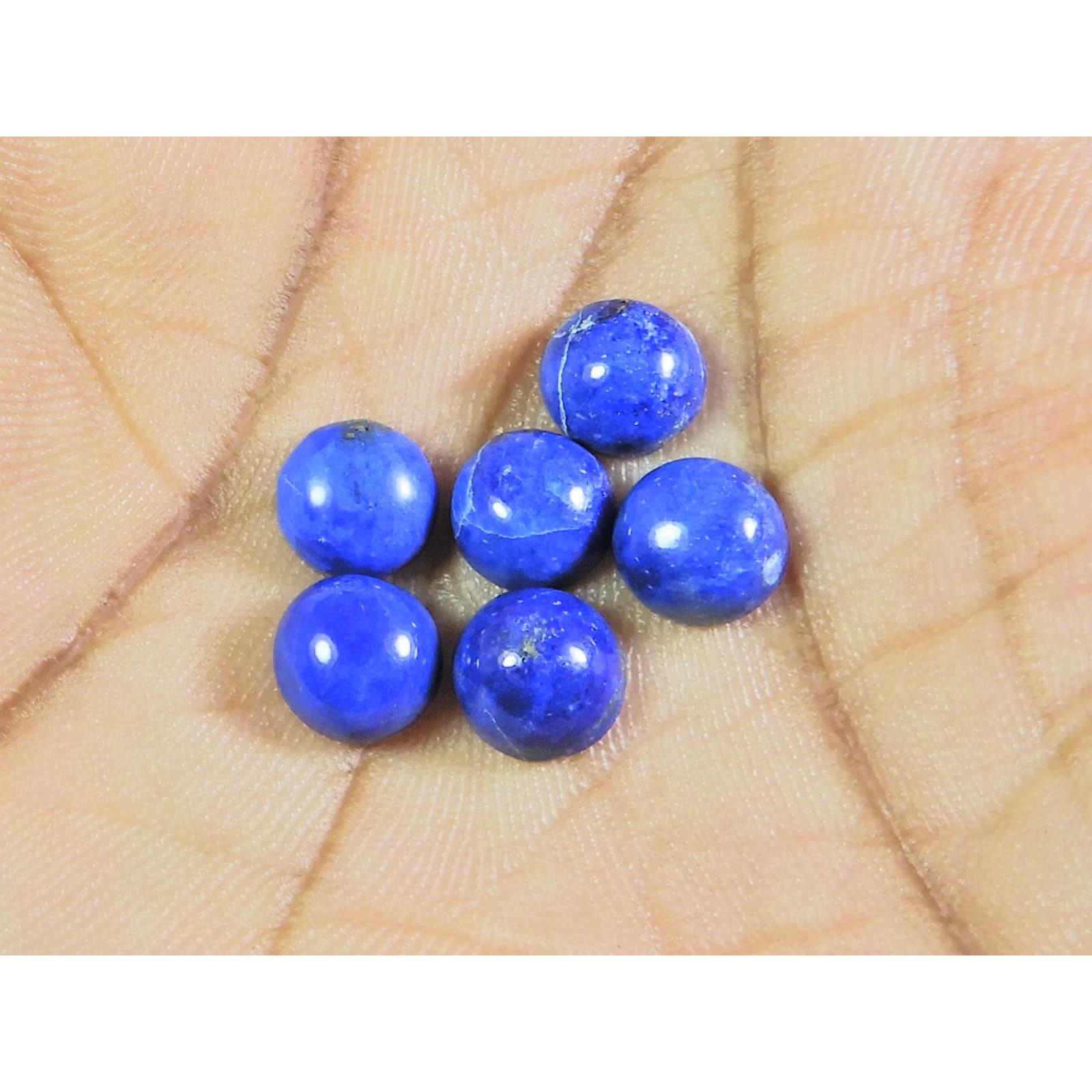 

6MM Natural Lapis Lazuli Round Cabochon Loose Gemstone 6Pcs Lot 9Cts. A-493