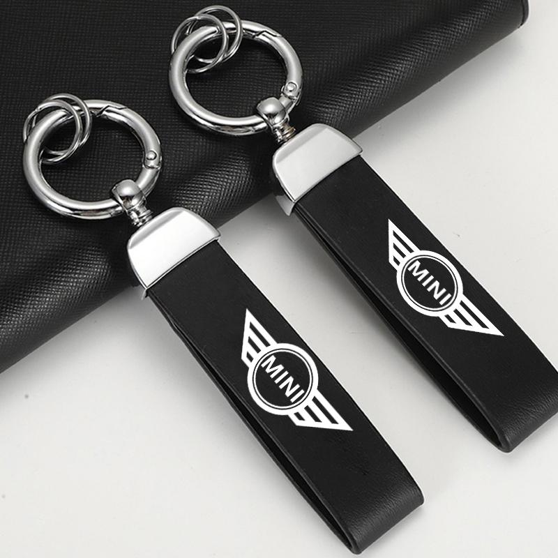High Grade Leather Keychain Accessoires With Car Logo Keyring For BMW Mini Cooper One S JCW F55 F56 F57 F60 Coupe R50 R53 R56 R5 jvsh88
