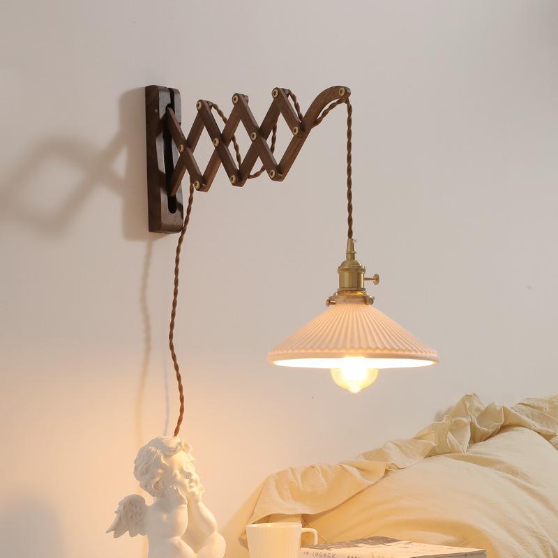 

Walnut Copper LED Wall Lights Fixtures Balcony Bedroom Living Room Home Decor Modern Bedside Lamp Applique Da Parete