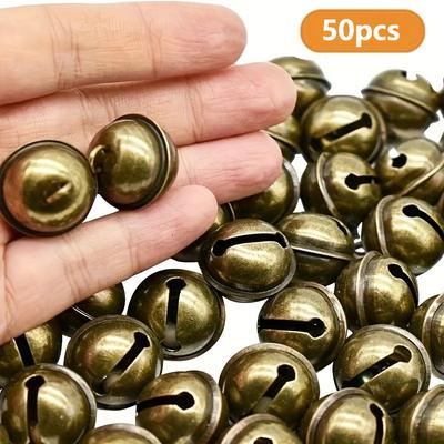 50/100pcs Vintage Metal Jingle Bells for Christmas Decor,  Dog Cat Pendants, Crafts, and Holiday Ornaments - Hanging Method