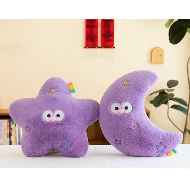 Entzückendes Cartoon Regenbogen Mond und Stern Plüschkissen für Kinder Gemütlicher Begleiter