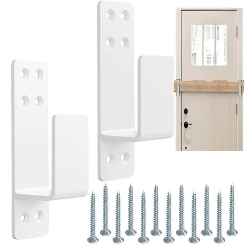 Heavy Duty Door Barricade Brackets Carbon Steel Black Security Bar Holders Upgraded U-Shaped U-Shaped Bar Holders Home Security