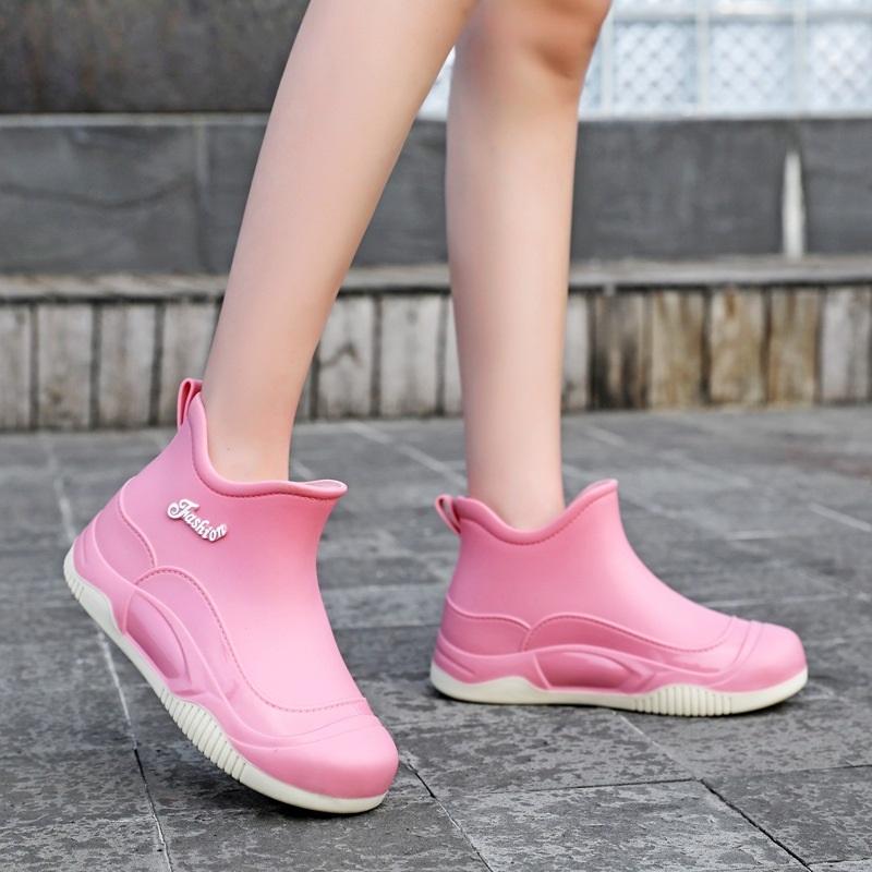 Women's Fashion Casual Anti Slip Waterproof Wear Resistant Midsole Rain Shoes Lightweight Rubber Shoes