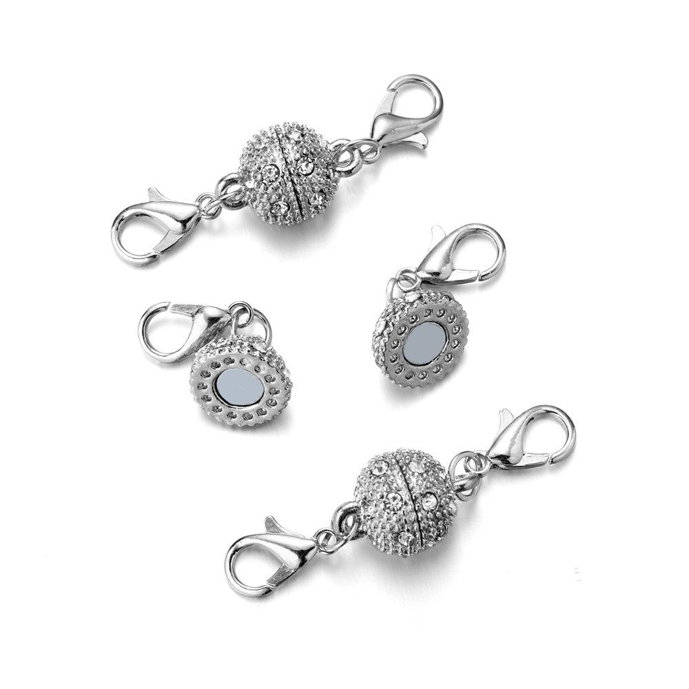 DIY Peach Heart Rhinestone Magnetic Clasp Jewelry Set: Necklace, Bracelet, Lobster Clasp Accessories
