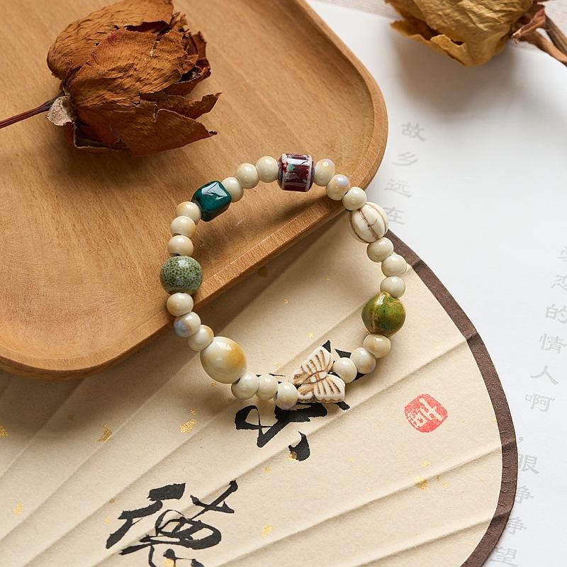 Handmade Ceramic Beaded Bracelet, Ancient Style Wenwan Jewelry, New Chinese Fresh Bracelet Gift for Women 1