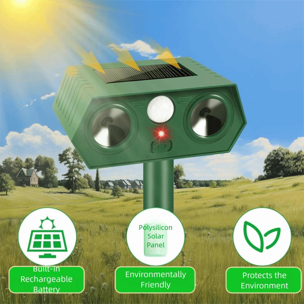 Waterproof Ultrasonic Animal Repeller Flashing Light Motion Sensor Repellent Agricultural