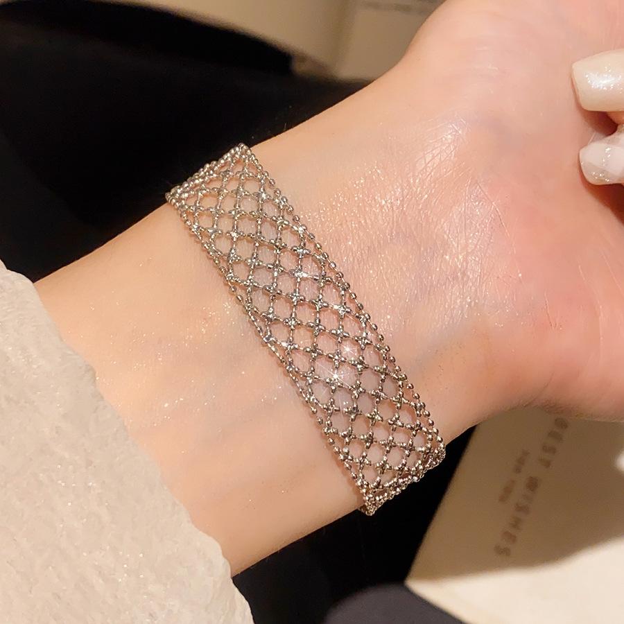 Hollow Weave Metal Mesh Cross Bracelet: European Style, Luxurious & Versatile