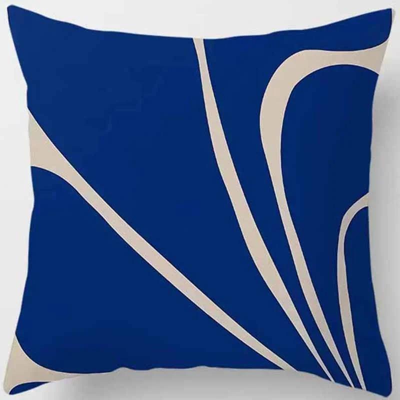 Home Decor Blue Tone Printed Square Pillowcase Car Sofa Cushion Cover
