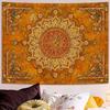Aesthetic Boho Mandala Tapestry, Vintage Orange Floral Wall Hanging, Ethnic Bohemian Tapestry For Bedroom Living Room Dorm
