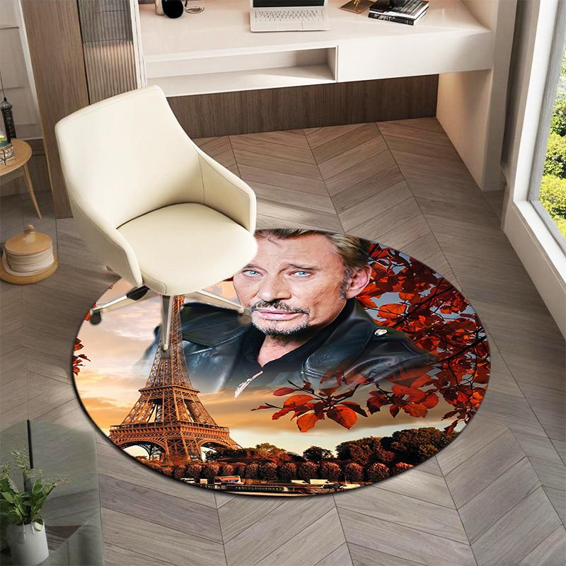 French legendary rock singer and actor Johnny Hallyday Round Carpet Soft Home Decoration Corridor Table and Chair Anti slip Outdoor Floor Mat rug H9