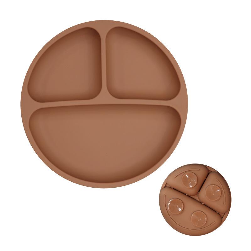 Smiley Face Baby Dining Plate: Silicone Suction Bowl with Lid & Divided Compartments