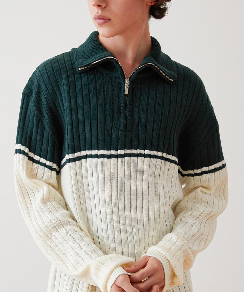 TRIP LE SENS St Two-Tone Half Zip Knit_Green