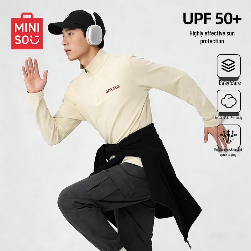 MINISO Men's Half-Zip Long-Sleeve Quick-Dry Sport T-Shirt