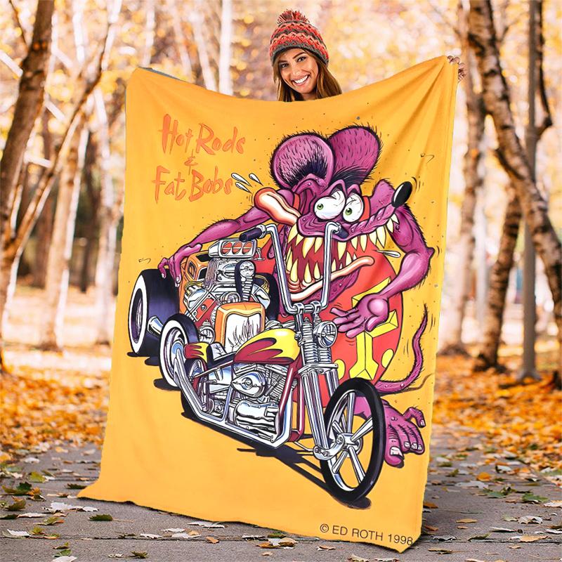 Rat Fink Power Flannel Blanket Soft All-Season Throw, Design for Camping, Car Travel, Hiking Sofa, Bed, Office Perfect Gift for Parties