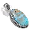 République Larimar Pierre Précieuse Argent Sterling 925 Bijou Pendentif 2,36" e5U05