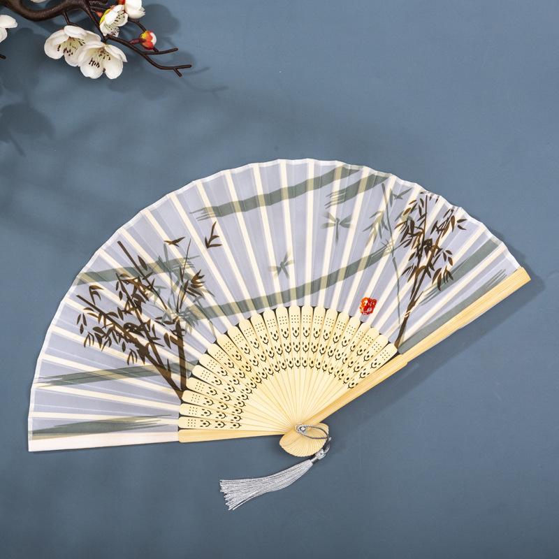 Classical Chinese Dance Fan - Handmade Bamboo Folding Fan for Wall Decor, Performance Costume & Partition Screen
