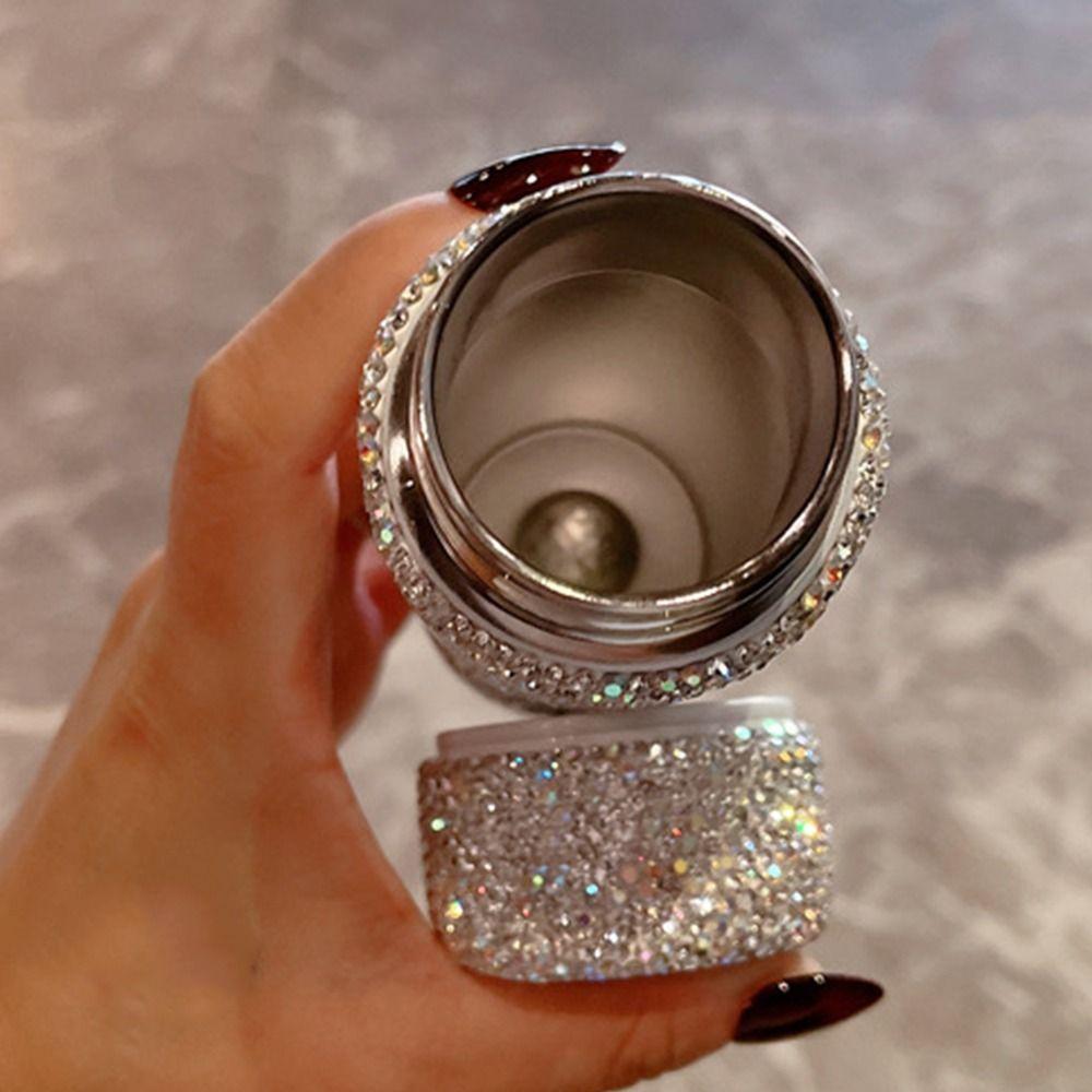 Creative Diamond Water Bottle 150ml Portable Diamond-encrusted Mug Exquisite Stainless Steel Refillable Water Bottle Travel