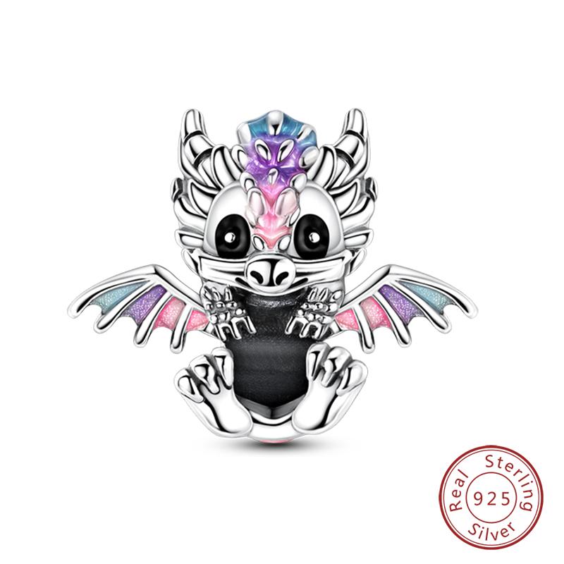 Original Copper Charm Beads Cute Fire Dragon Fantasy Flying Dragon Pendant For Diy Bracelet Bangle Fine Jewelry