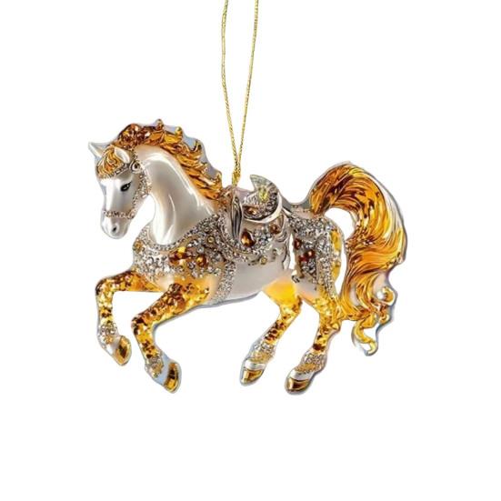 1/2/3/4 Pcs Horse Ornaments For Christmas Tree Metallic Rhinestones Horse