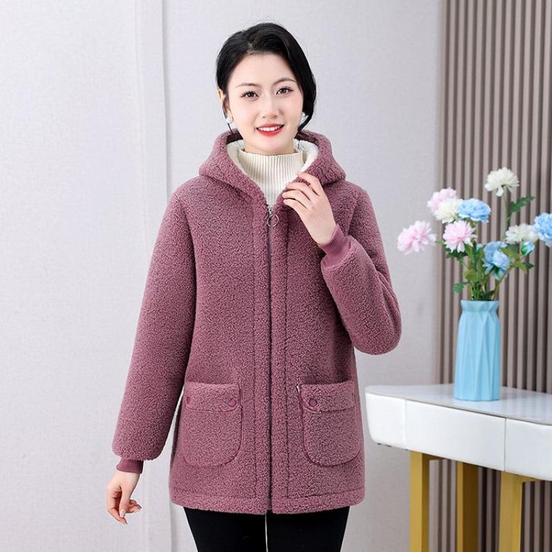 Herbst- und Winterjacken, Damen Plus Samtverdickte Granularfleece-Wattierte Jacke, Damen Wattierte Jacke, Übergröße Wattierte Jacke