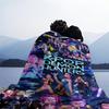 HUNTRIX KPOP Demon Hunters Anime Blanket Cover Flannel Throw Blankets Airplane Travel Portable Ultra-Soft Warm Sleeping Blanket