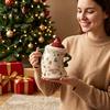 Ceramic Storage Jar Christmas Themed with Airtight Lid, Decorative Gingerbread Man Home Decor Cookie Canister, Large Capacity Snack Container