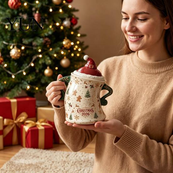 Ceramic Storage Jar Christmas Themed with Airtight Lid, Decorative Gingerbread Man Home Decor Cookie Canister, Large Capacity Snack Container