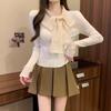Bow Knitted Sweater Women's Autumn and Winter New Slim-fit Inner Design Bottoming Shirt Atmosphere Wear Top