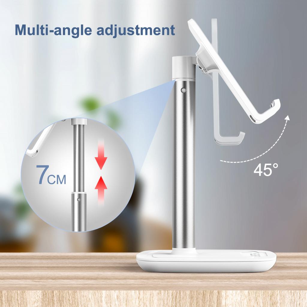 Choetech H035 Aluminum Stand for Phone or Tablet with Adjustment - White and Silver