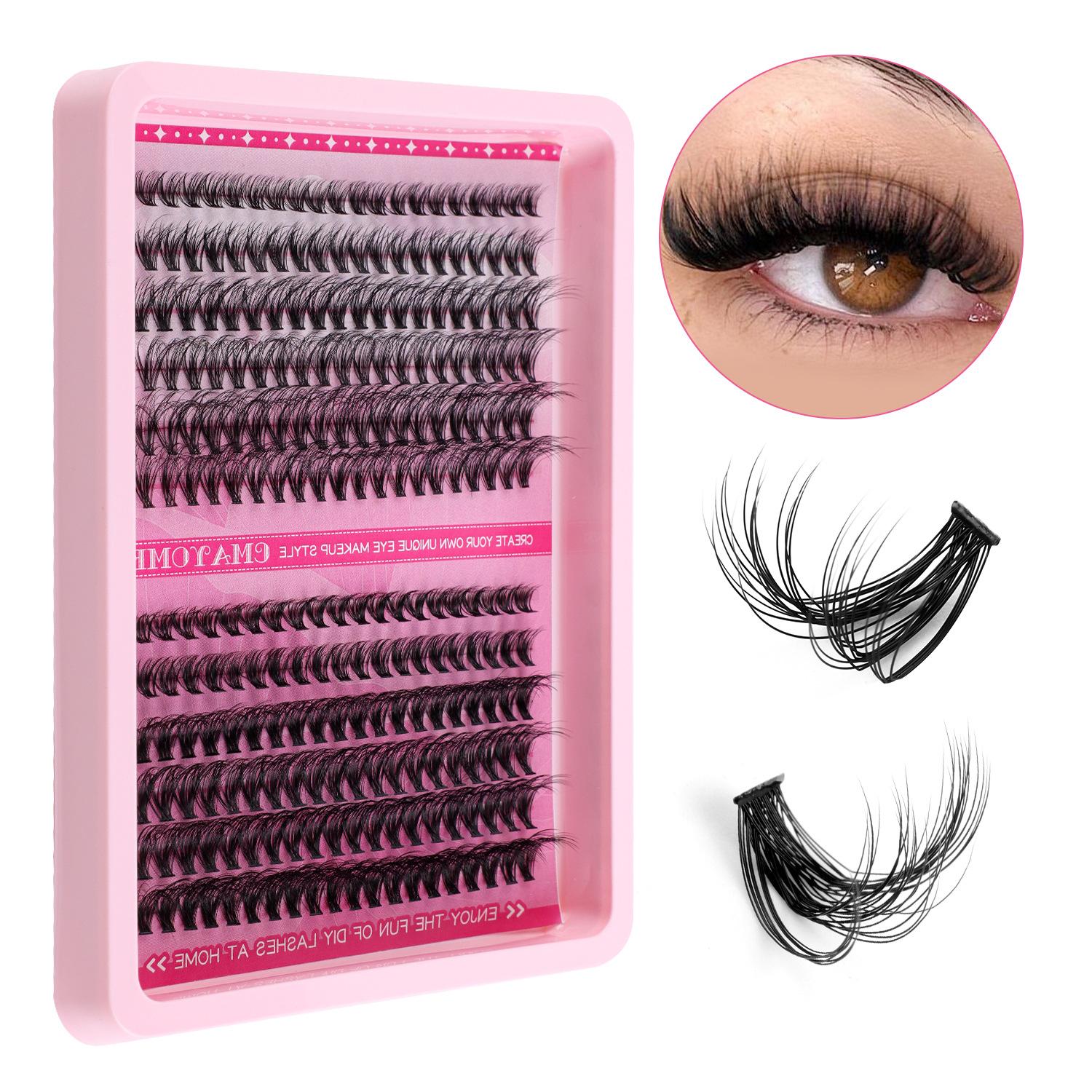 

Плотные D-образные пучки накладных ресниц для повседневной носки, для самостоятельного наращивания, сегментированные, имитирующие завитые ресницы