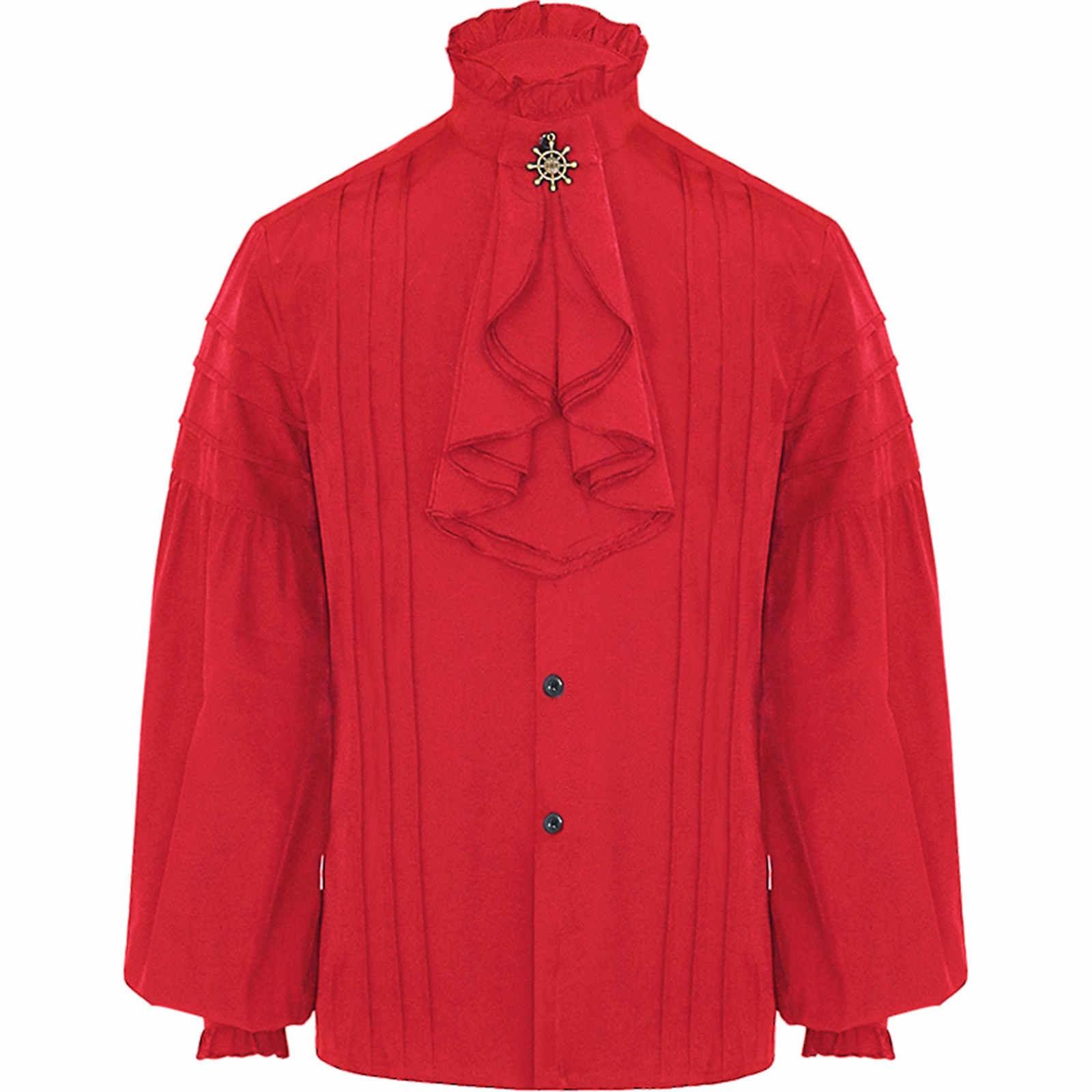 

Мужская Мода Бизнес Повседневный Цветная Пуговица Высокий Воротник Куртка Топ Блузка M красный