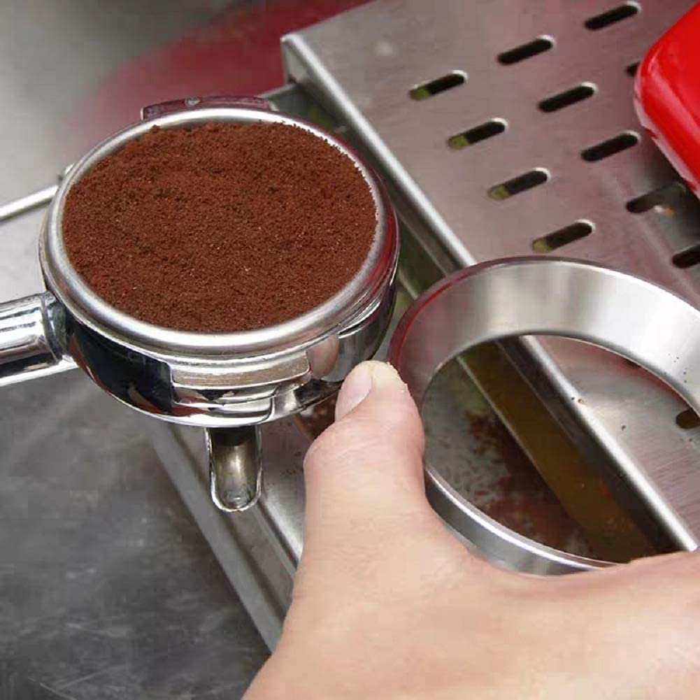 Coffee Dosing Ring, Espresso Dosing Coffee Funnel, Replacement Coffee Dosing Ring, Stainless Steel Espresso Machine Accessory (Silver-58mm)