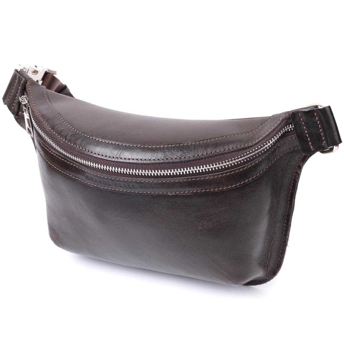 

Стильна бананка для чоловіків із натуральної шкіри GRANDE PELLE Bag 22814 Коричневий