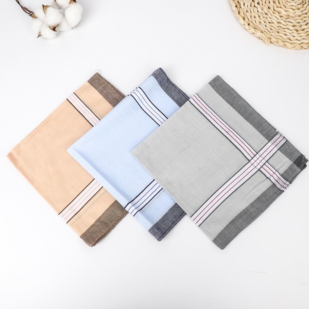 Men's Pure Cotton Handkerchief Suit Pocket Towel Light-colored Sweat-wiping Small Square Scarf Plaid Spot 16 Inches