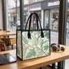 Elegant Green Leaf Print Tote Bag Large Daily Use Handbag for Women Casual Outdoor Travel Carry Shoulder Bag