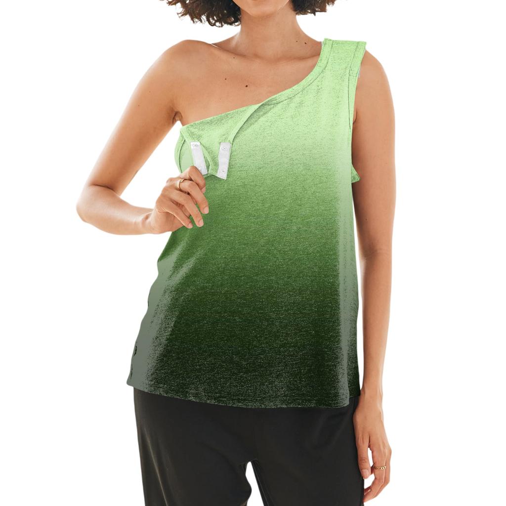 Women’s Shoulder Recovery Shirt with Away Closures Sleeveless Gradient Print Top for Use