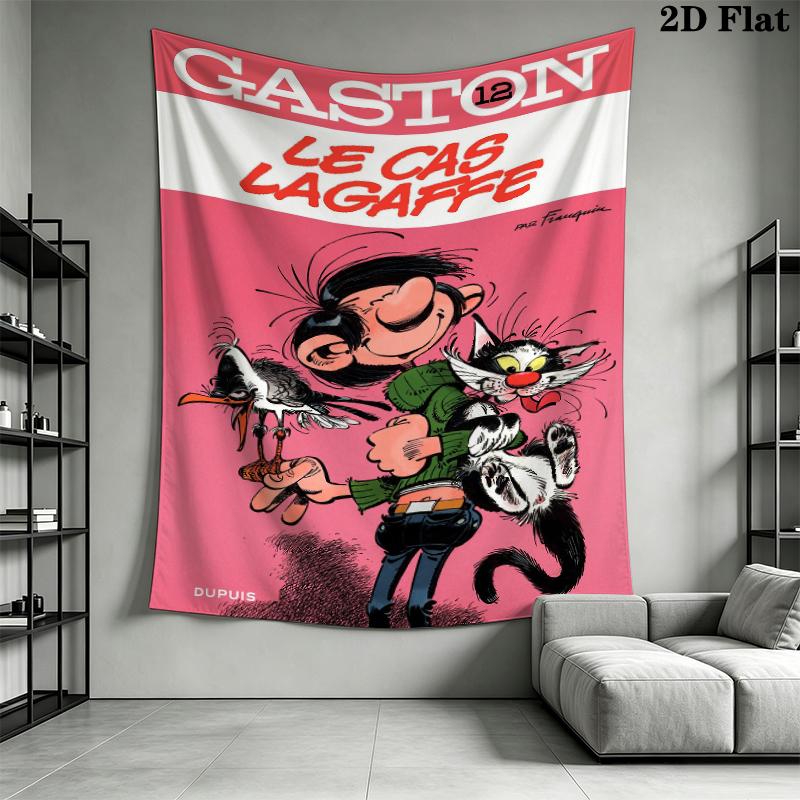 Gaston Lagaffe Animal Wall Tapestry Aesthetic Wall Hanging Printed Fabric Blanket Decorative Tapestries for Bedroom Living Room Home Decor