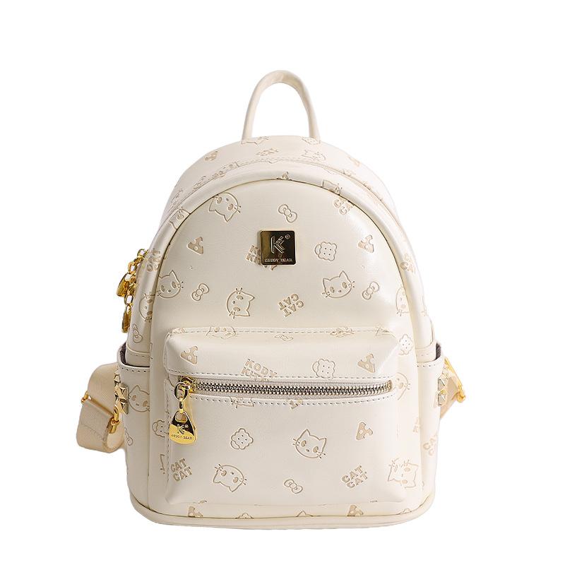 Schoolbag Cartoon Printed Backpack Female Versatile Going Out Travel Small Backpack Daily Commuter Portable Bag Female
