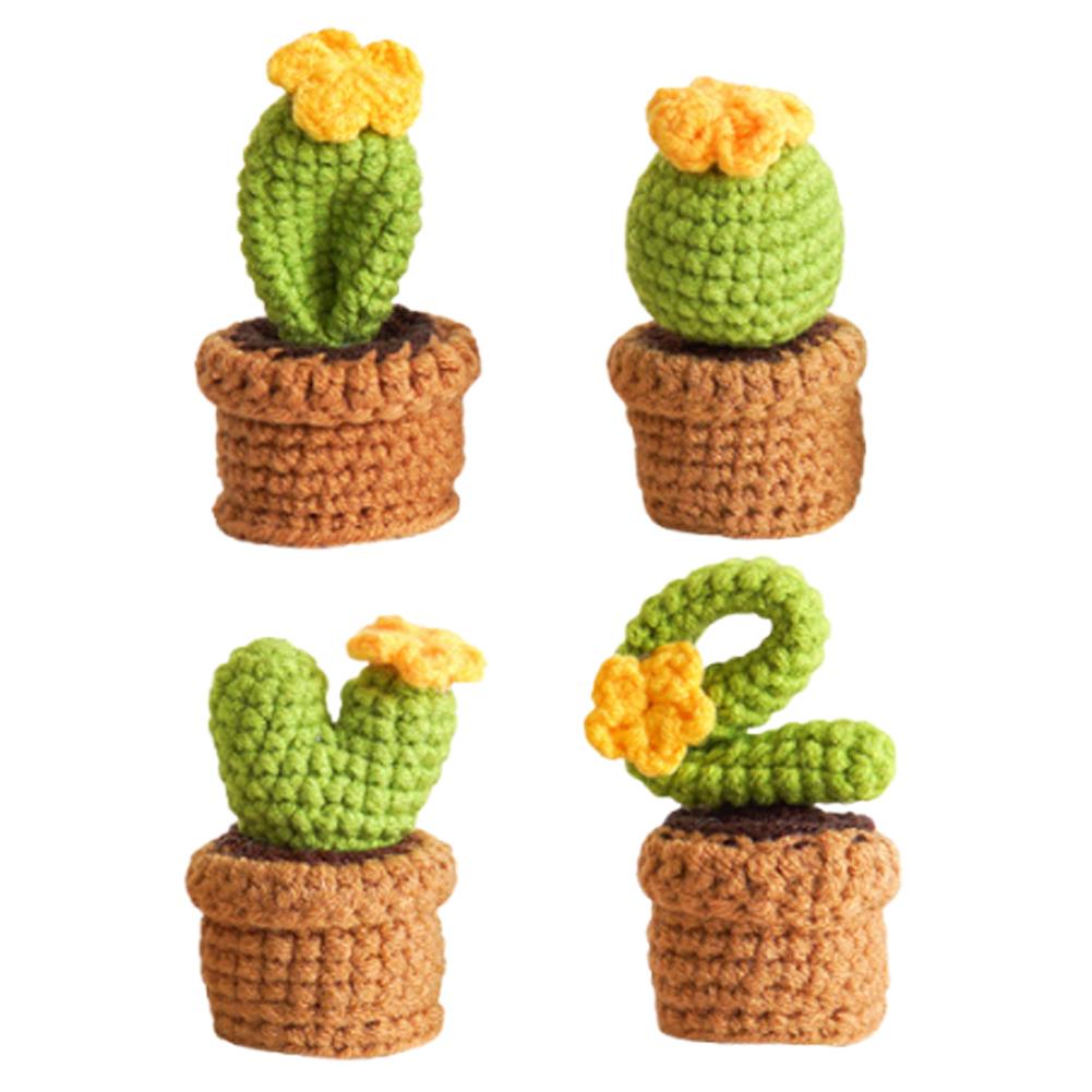 

4Pcs Potted Plants Crochet Starter Kit DIY Knitting Crocheting Kit with Step-by-Step Video Tutorials for Beginners Adults