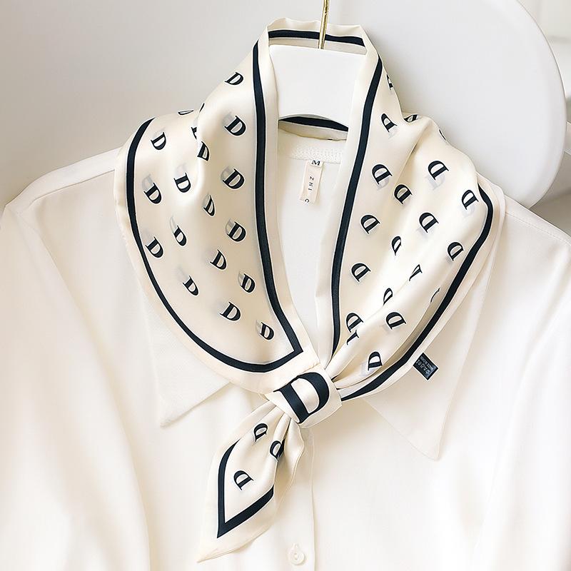 2025 Neckerchief Female Luxury Square Scarf for Women Silk Shawl Satin Hijab Fashion Wraps Hair Bands Ribbon Headband Bandana