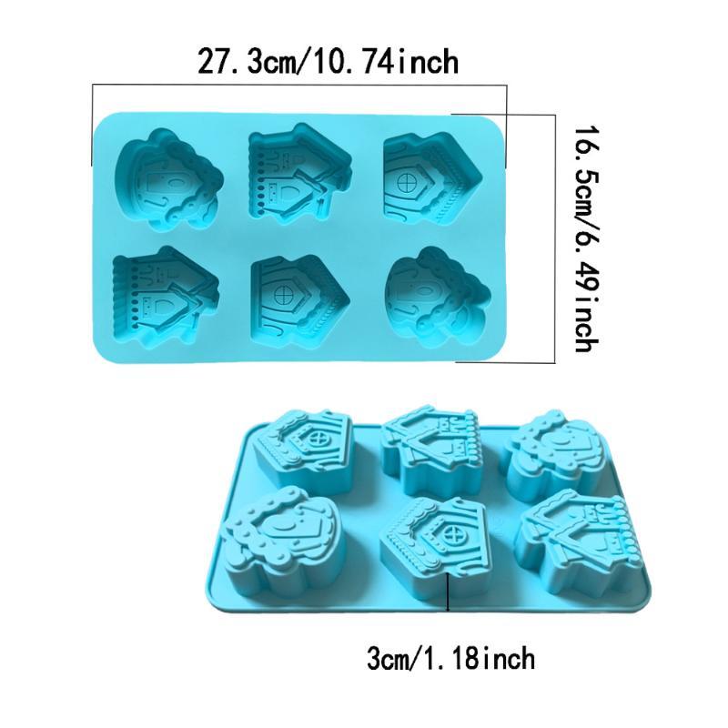 6-Cavity Christmas House Shaped Soap Candle Silicone Mold For Handmade Diy Wax Molds For Aromatherapy Soap