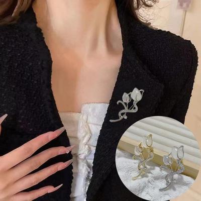 High-End Tulpen Strass Brosche und Schalspange