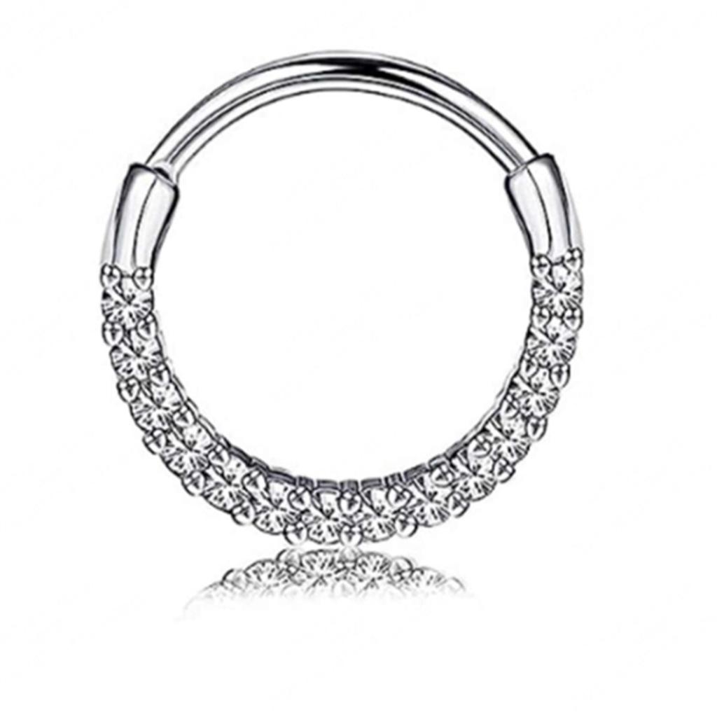8 Pcs 316L Stainless Steel Septum Nose Rings With CZ Cartilage Tragus Helix Daith Hoop Earrings Piercing Jewelry