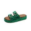 Modes Liela izmēra sieviešu apavi Sequin Sandals Pretslīdēšanas Nodilumizturīgi Flip-flops Biezas zoles Dubultā sprādze Lazy Beach Kurpes